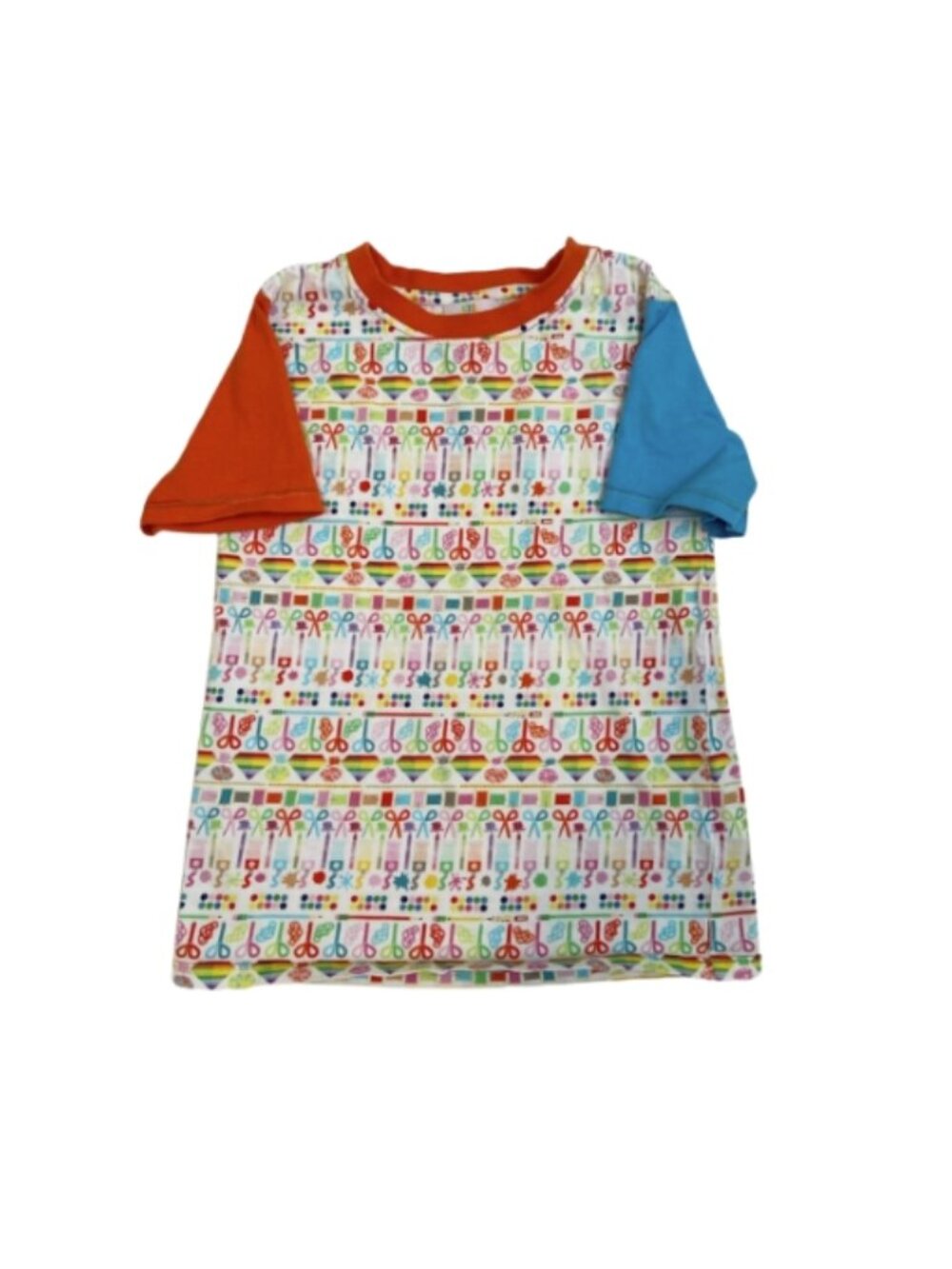 Kid Made Modern like new organic cotton colorful school supply print tee size 5